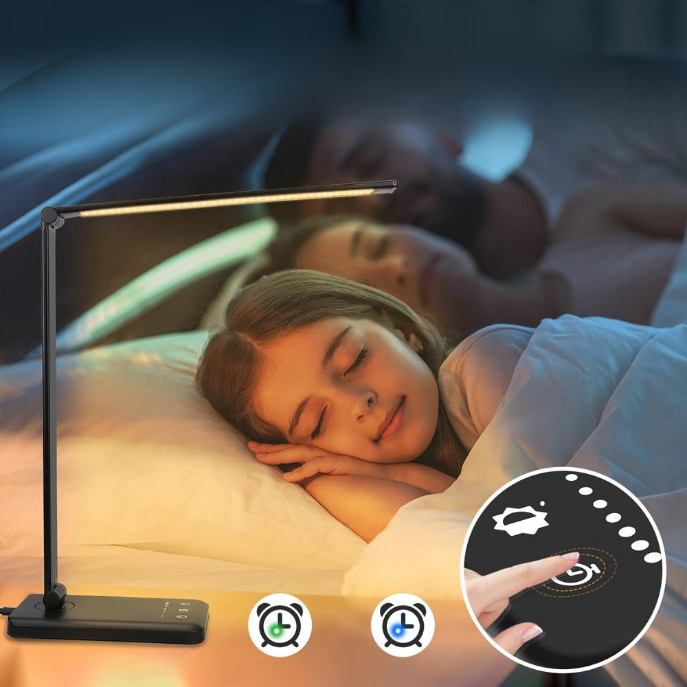 LED lampa biurkowa z bezprzewodową ładowarką i regulacją jasności
