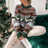 Damski sweter świąteczny – Ciepły dzianinowy sweter z zimowym wzorem