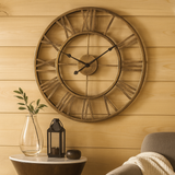 Industrialny zegar ścienny z rzymskimi cyframi – nowoczesny retro styl