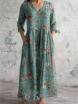Sukienka Letnia Nadruk Luźny Krój Lekka Komfortowa Damska