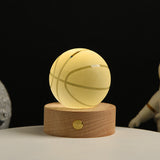 3D Kryształowa Lampa LED – Dekoracyjna Kula Świetlna z Drewnianą Podstawą
