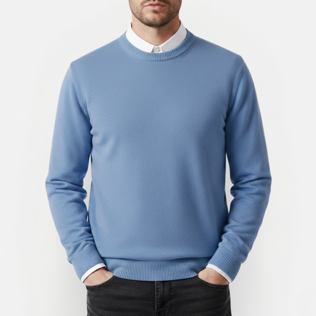 Męski sweter z okrągłym dekoltem w klasycznym stylu