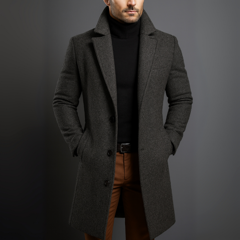 Męski płaszcz z czystej wełny wysokiej jakości