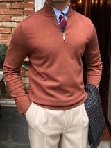 Męski sweter z półzamkiem – Klasyczny dzianinowy sweter na zimę