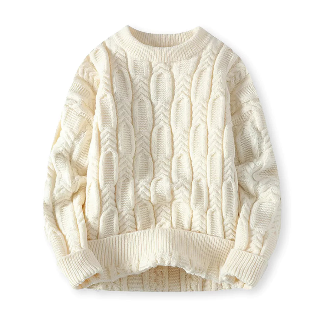 Męski sweter w paski – Nowoczesny dzianinowy sweter z okrągłym dekoltem