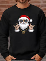 Męski sweter świąteczny z nadrukiem Mikołaja – wygodny zimowy sweter