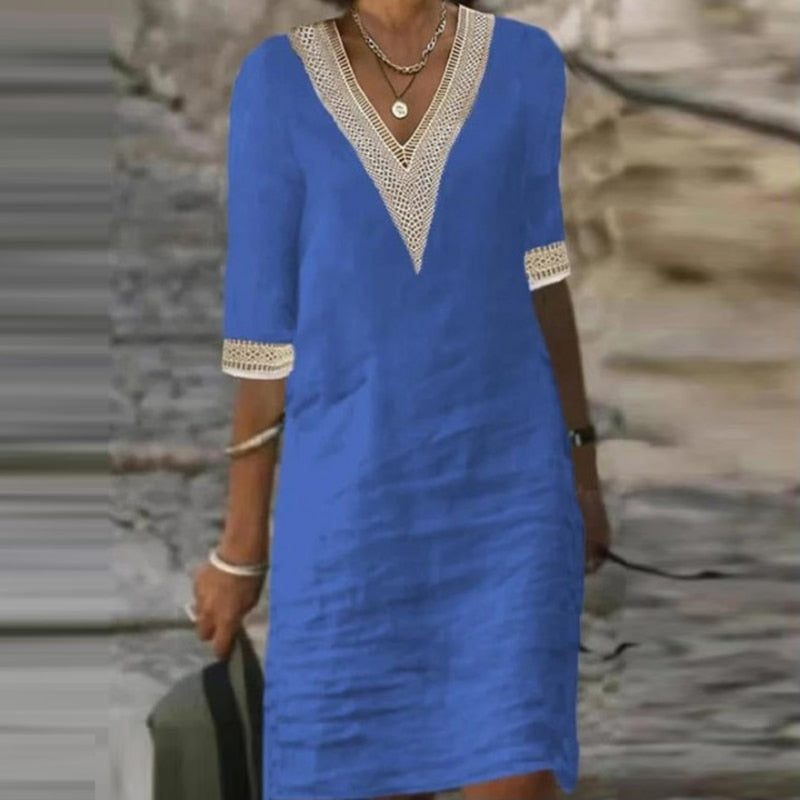 Sukienka Letnia Zwiewna Elegancka Luźna Damska Casual Styl