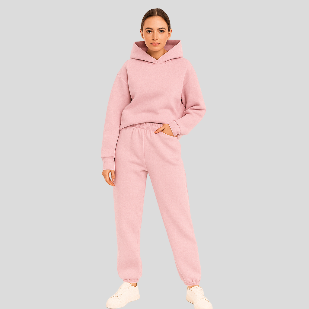 Damski zestaw loungewear – wygodna bluza z kapturem i spodnie