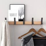 Wieszak ścienny – Regulowane Haczyki – Czarny – Skandynawski Design – Do Przedpokoju i Sypialni – Drewno i Aluminium – Wymiary 40 x 7 x 7 cm
