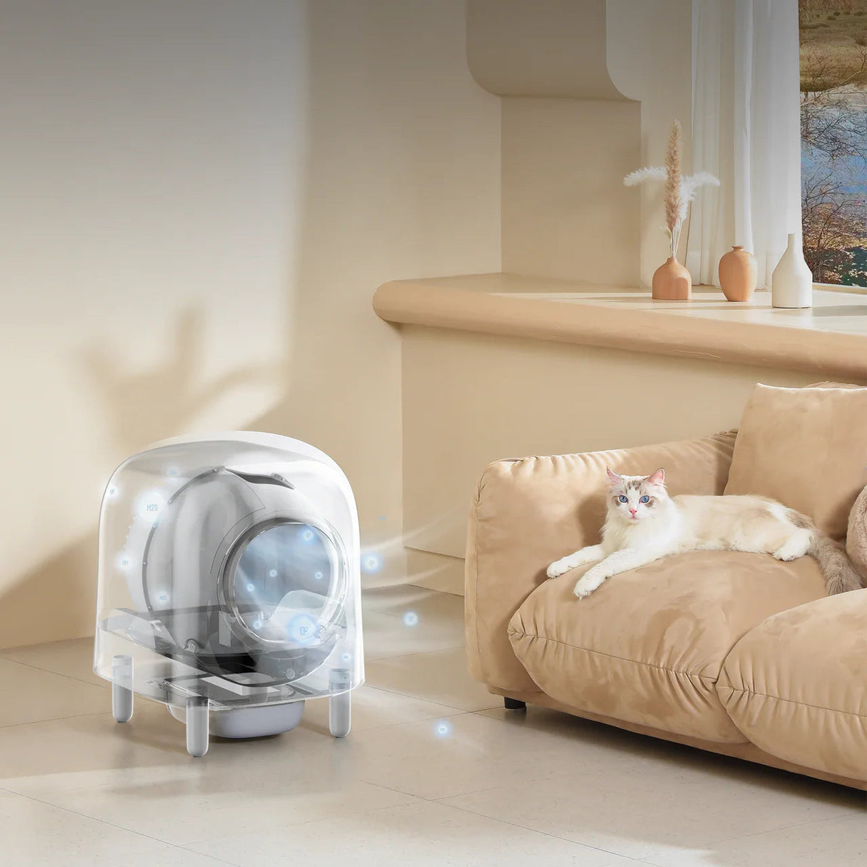 Nowoczesna Zamknięta Kuweta dla Kota o Kompaktowym i Stylowym Designie