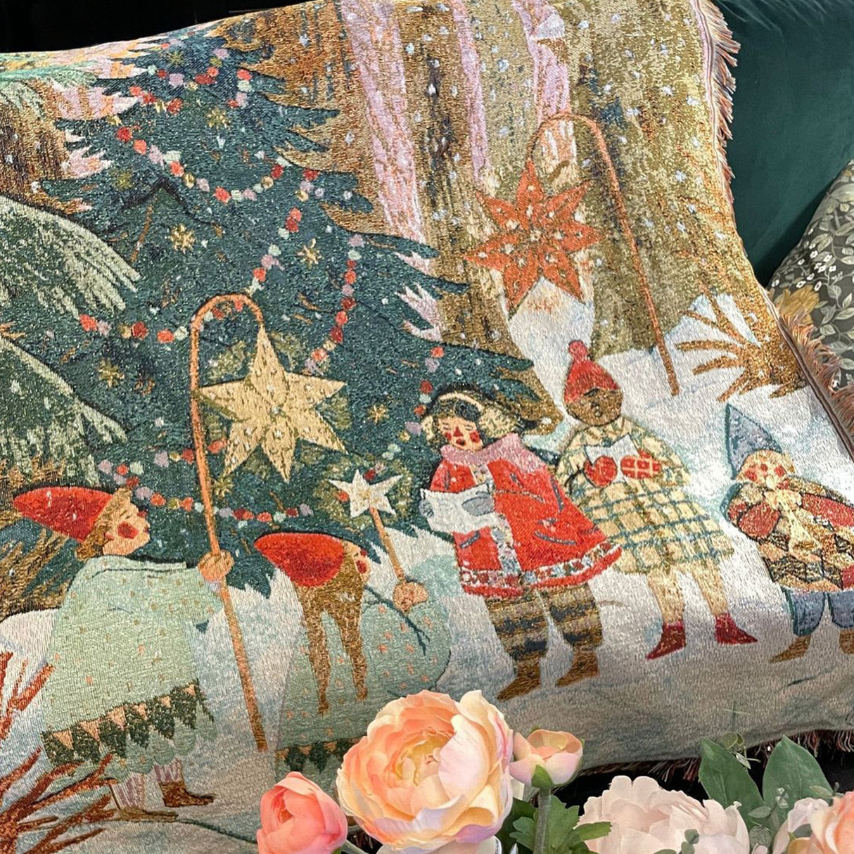 Vintage koc świąteczny – Dekoracyjny pled z klasycznym zimowym wzorem