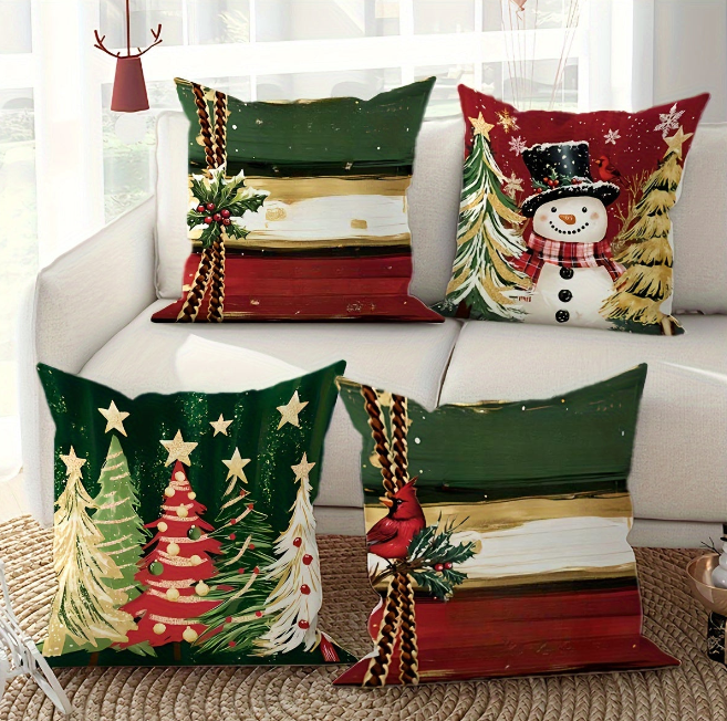 Świąteczne poszewki na poduszki – dekoracyjne zimowe poszewki na sofę i do salonu