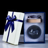 3D Kryształowa Lampa LED – Dekoracyjna Kula Świetlna z Drewnianą Podstawą