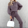 Damski miękki dres 2-częściowy golf z wysokim stanem spodnie loungewear