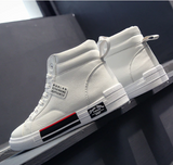 Nowoczesne wysokie sneakersy męskie jesień zima komfort sznurowane - czarne/białe