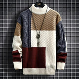 Męski Sweter z Golfem – Stylowy Colorblock Sweter Zimowy