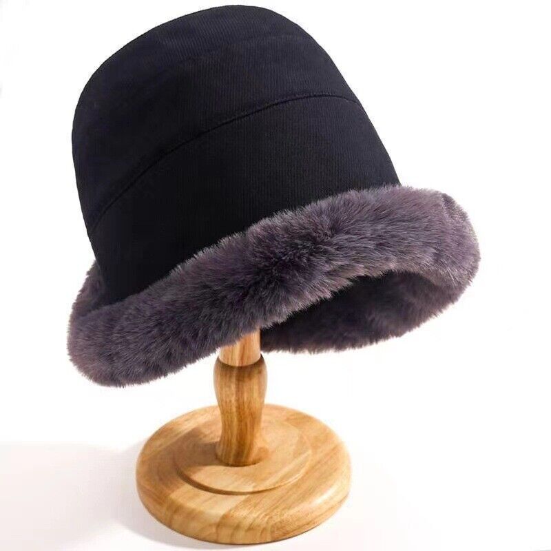 Damski zimowy kapelusz bucket – ciepły kapelusz z miękkim rondem