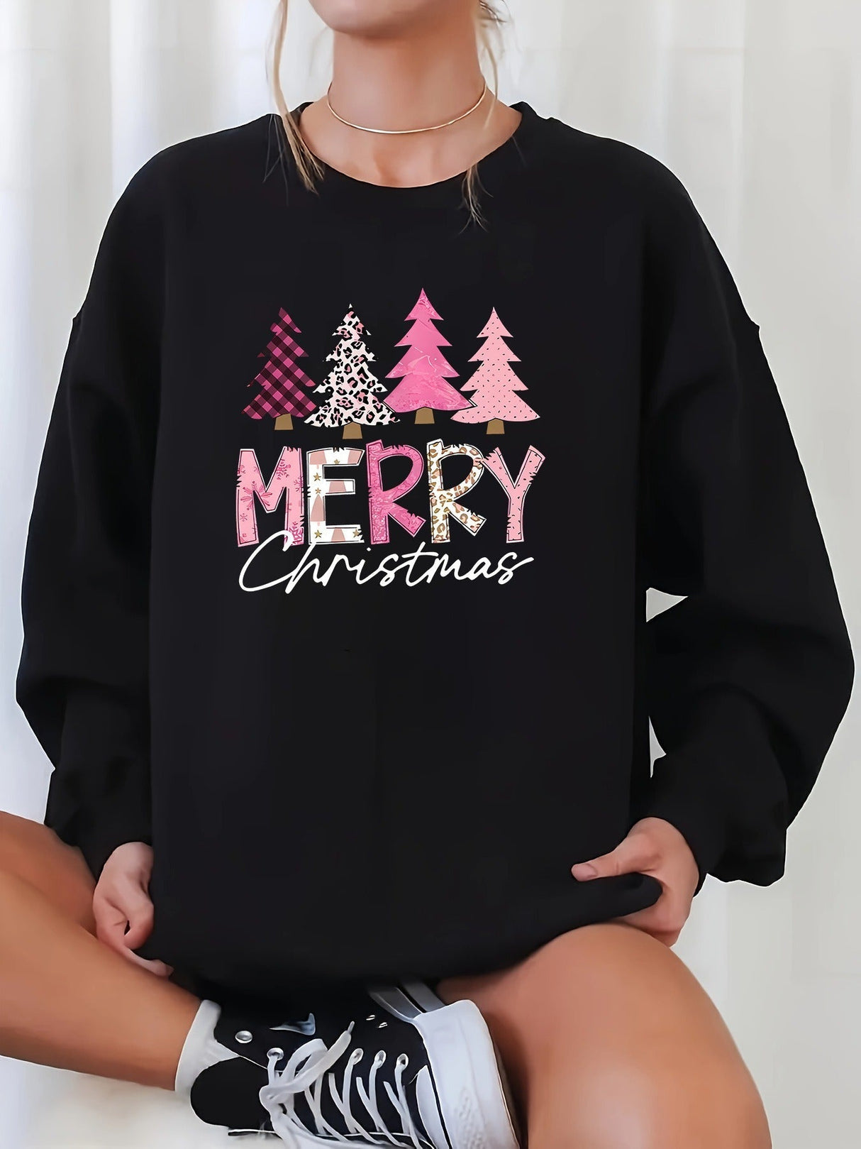 Damski sweter świąteczny – wygodny zimowy sweter z nadrukiem