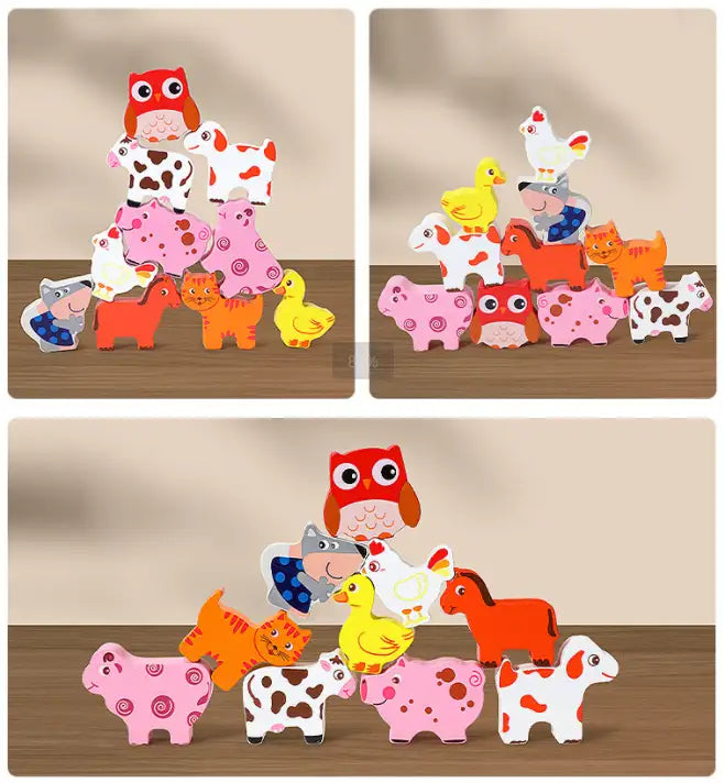 Drewniany Wózek do Zbioru i Sortowania – Edukacyjna Zabawka ze Zwierzętami i Warzywami