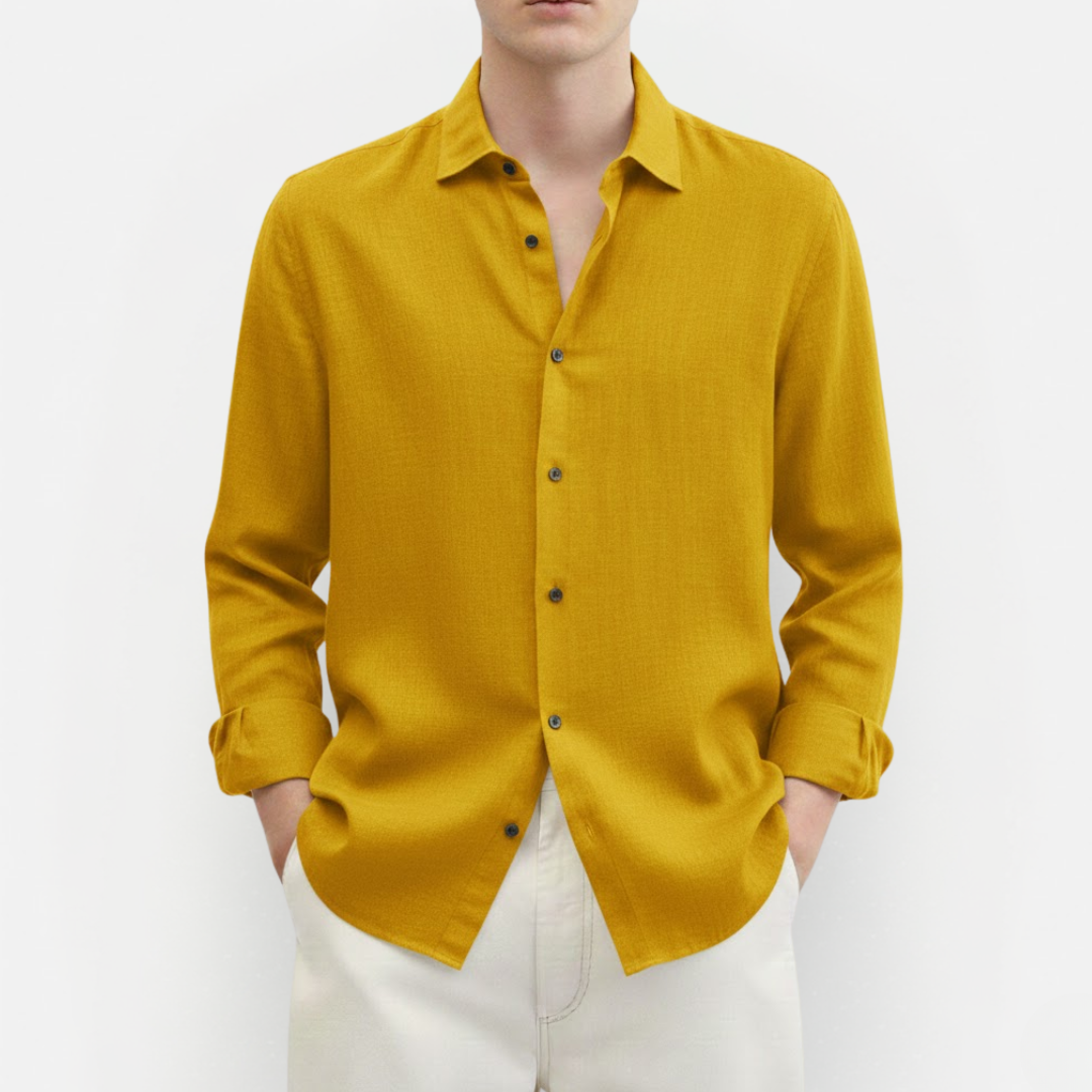 Męska lniana koszula z długim rękawem – casualowa i elegancka