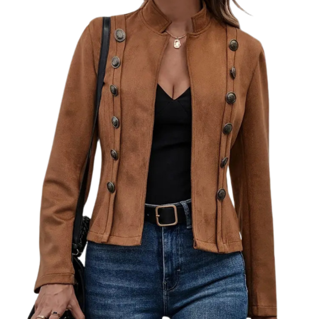 Elegancki płaszcz damski z efektem zamszu – wygodny na jesień i zimę