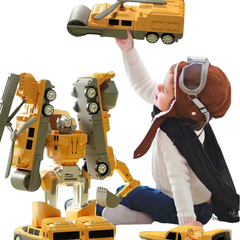 Zestaw Konstrukcyjny Transformujący – Pojazdy Budowlane i Robot dla Dzieci