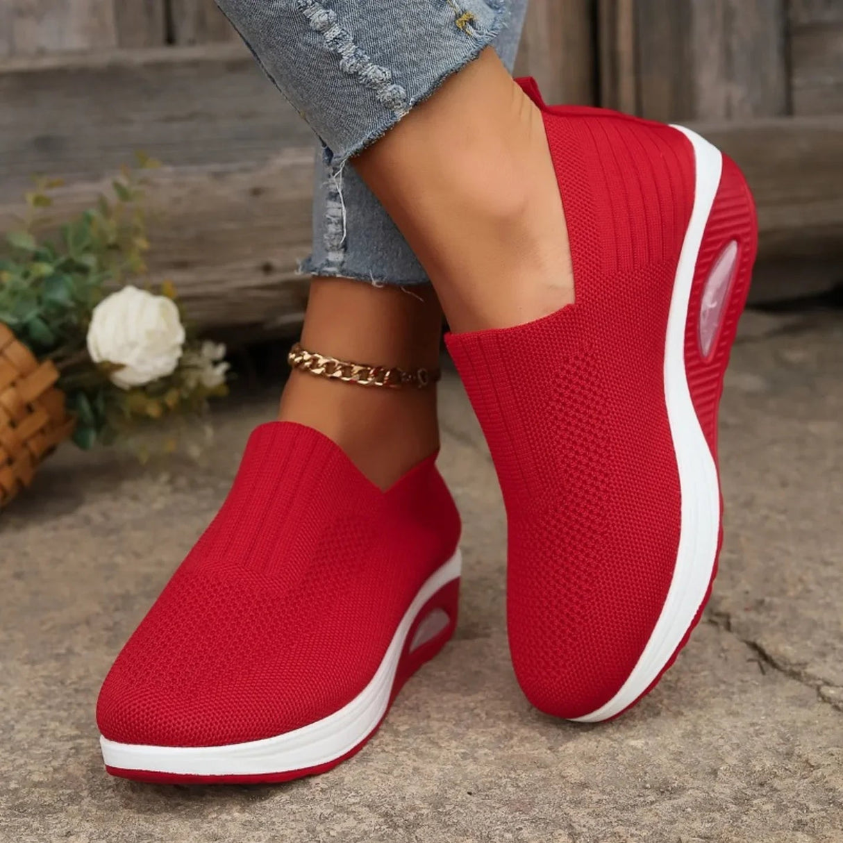 Sneakersy Damskie Slip On Koturn Wsuwane Wygodne Casual