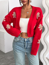 Gingerbread Sweter Świąteczny dla Kobiet – Ciepły Zimowy Kardigan