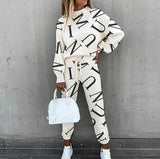 Damski zestaw loungewear – Miękki dwuczęściowy komplet z nadrukiem gwiazd