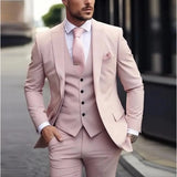 Męski garnitur 3-częściowy Slim Fit – Klasyczny garnitur ślubny z kamizelką