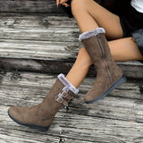 Damskie zimowe kozaki z futerkiem – ciepłe kozaki z klamrami