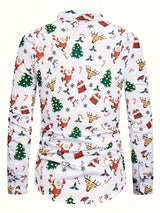 Męska Koszula Świąteczna – Długi Rękaw Elegancka Koszula na Boże Narodzenie