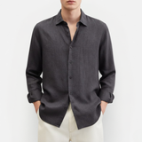 Męska lniana koszula z długim rękawem – casualowa i elegancka