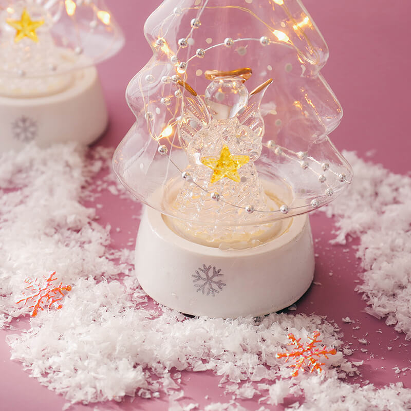 Szklana Lampka LED Choinka – Ciepłe Światło Dekoracja do Domu