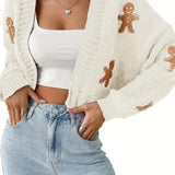 Gingerbread Sweter Świąteczny dla Kobiet – Ciepły Zimowy Kardigan