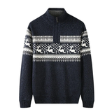 Męski Sweter Dzianinowy z Półzamkiem – Klasyczny Zimowy Wzór