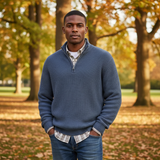 Męski Sweter Kaszmirowy Business Casual z Zamkiem