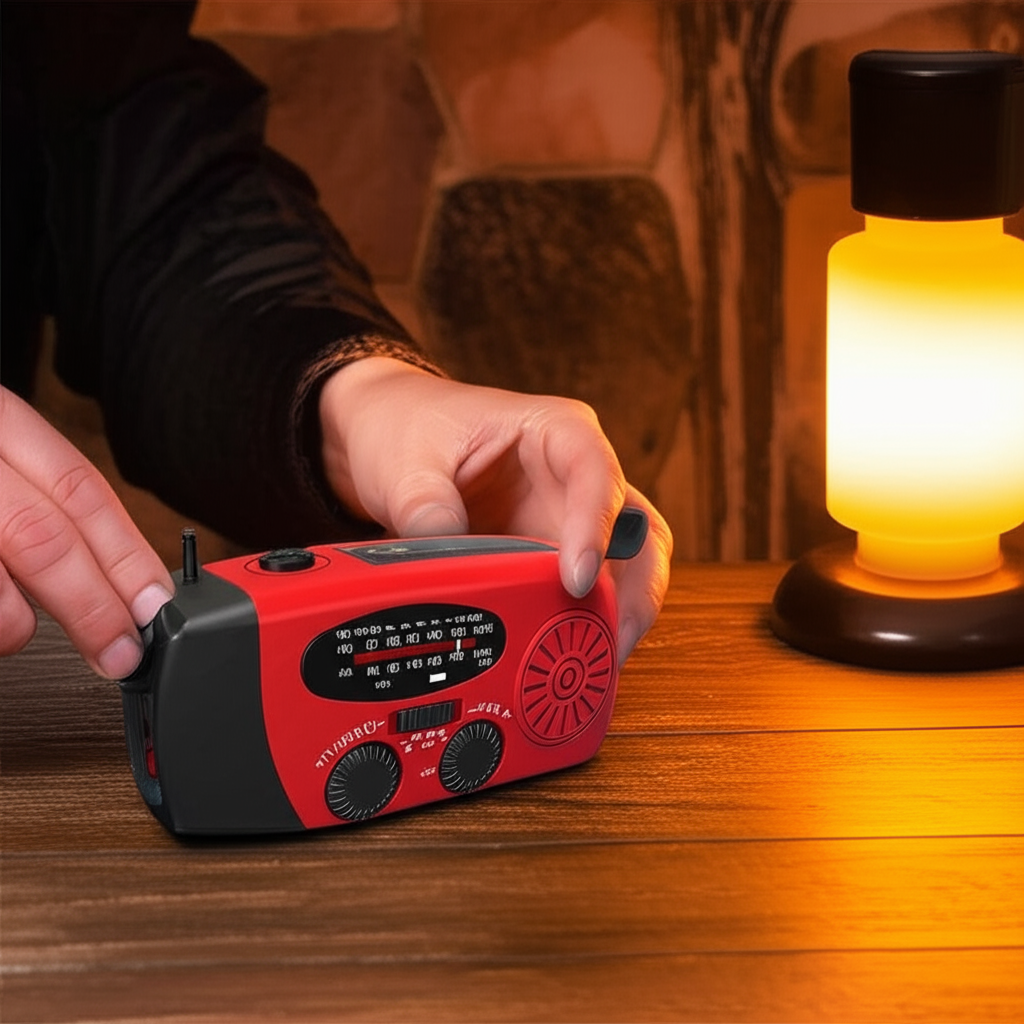 Radio awaryjne na energię słoneczną | Ręczna korba, latarka i powerbank